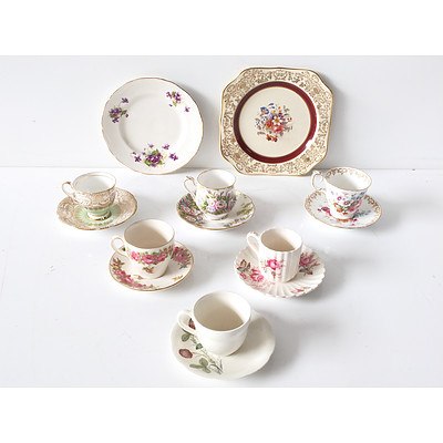 Collection of English Tea Sets and Two Cake Plates, Including Royal Doulton, Royal Albert, Copland, Royal Stafford and More