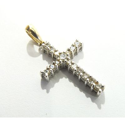 9ct White Gold with Diamond Crucifix Pendant