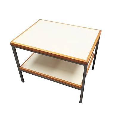 Steel Frame with Ivory Vinyl Top Coffee Table