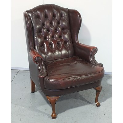 Vintage Moran Leather Wing Back Armchair