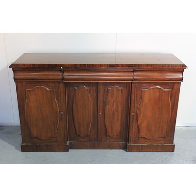 Late Victorian Mahogany Break Front Sideboard With Shield Doors