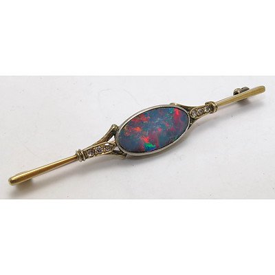 Vintage Opal & Diamond Brooch