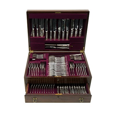 Wood Cased Mappin & Webb King's Pattern Cutlery Service.Setting for 12