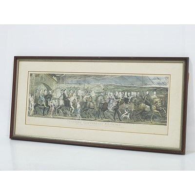 Chaucers Canterbury Pilgrims Hand Coloured Engraving