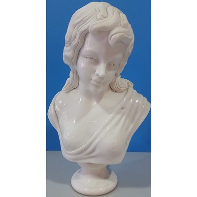 Hand Carved Solid Marble Antoinette Bust