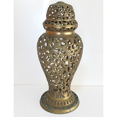 Carved and Pierced Brass Lamp Base