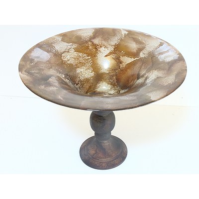 Large Footed Art Glass Bowl
