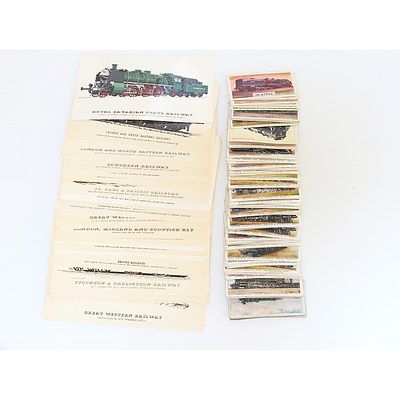 Collection of Train Themed Cigarette Cards and Postcards