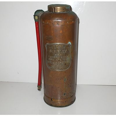 Vintage Brass Simplex Fire Extinguisher 