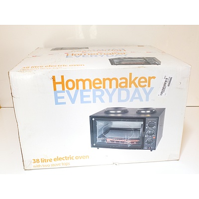 New Homemaker Everyday 38 Litre Electric Oven With Two Stove Tops