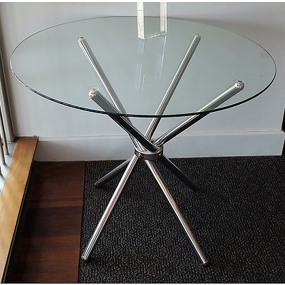 Round Glass Table - Chrome Base