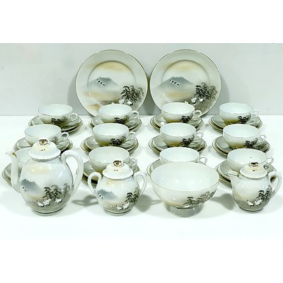 Extensive Japanese Kutani Eggshell Porcelain Tea Service