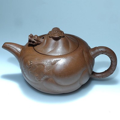 Chinese Yixing Pottery Dragon Teapot