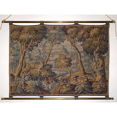 Aubusson Verde Tapestry of a Classical Garden 20th Century