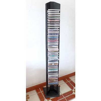 Large Collection of Cds and a Cd Rack