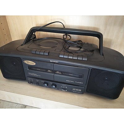 Sharp Stereo Boombox with Radio, CD & Dual Cassette