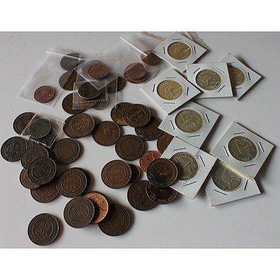 Collection of Australian Pennies, Half Pennies and Shilling