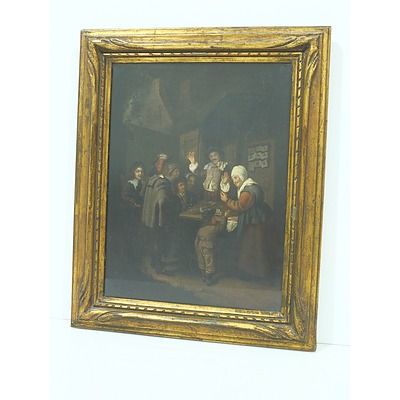 19th Century Dutch School, Tavern Scene, Oil on Canvas