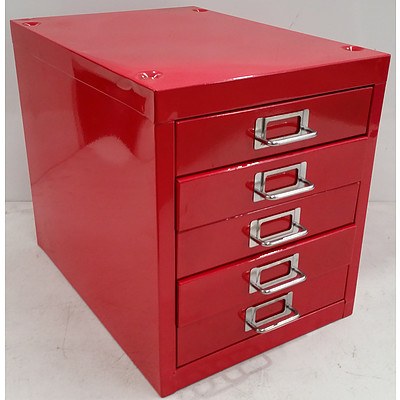 Red 5 Drawer Storage Unit - Demonstration Model