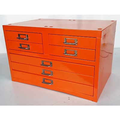 3-Drawer Metal Chest Unit - Demonstration Model - Orange