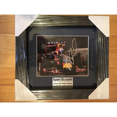 Framed and signed picture celebrating Daniel Joseph Ricciardo's First Win: the 2014 Canadian Grand Prix