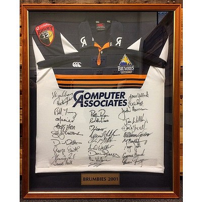 Framed and Signed 2001 Brumbies Jersey