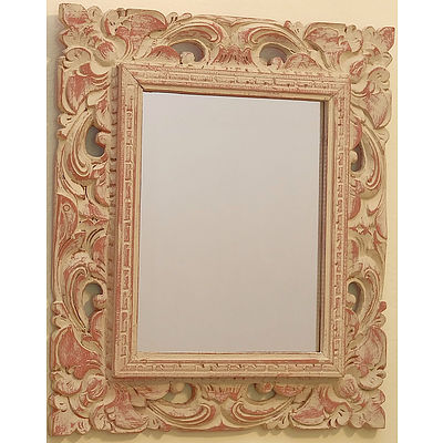 Carved and Limed Wood Mirror