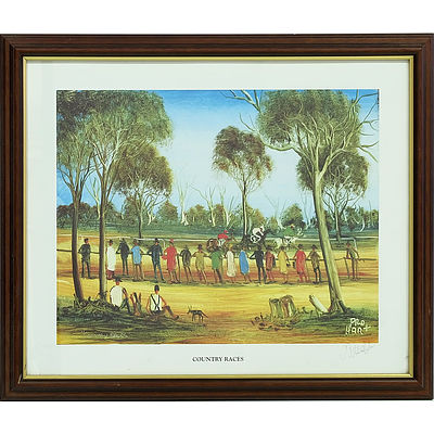 Pro Hart (1928-2006) Hand Signed Print Country Races