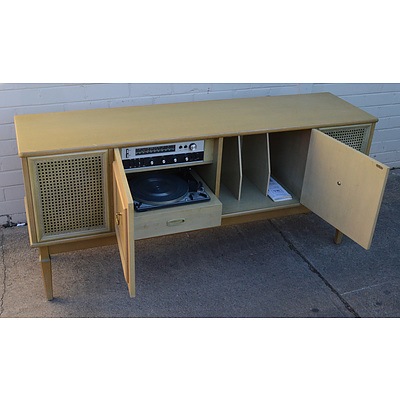 Vintage Stereo Cabinet with Turntable and Radio