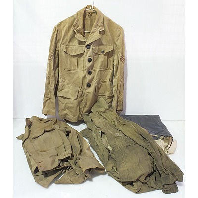 Group of Air Force Tunics and Duffel Bag