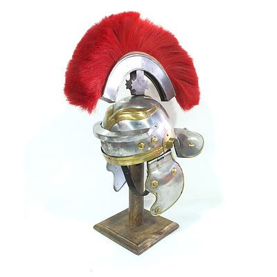 Quality Reproduction Roman Legion Helmet and Stand