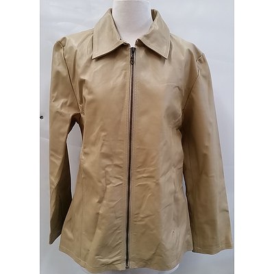 Ladies Beige Leather Jacket- Size Large - Brand New