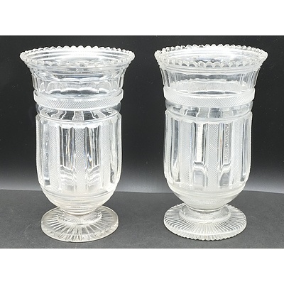 Pair of Georgian Cut Glass Celery Vases, 19 Century Cut Glass Dish from a Tazza, Hoc Glasses and More