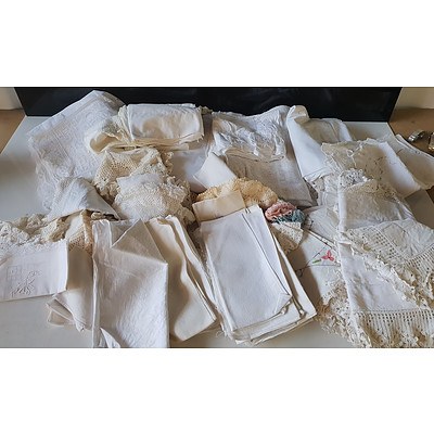 Group of Various Antique and Vintage Linen and Lace
