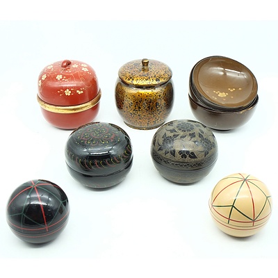 Collection of Eastern Lacquer Wear Boxes and Bowls