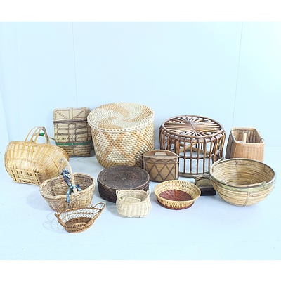 Large Group of Asian and Eastern Basketry and Cane