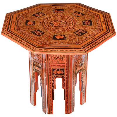 Burmese Folding Octagonal Lacquer Table