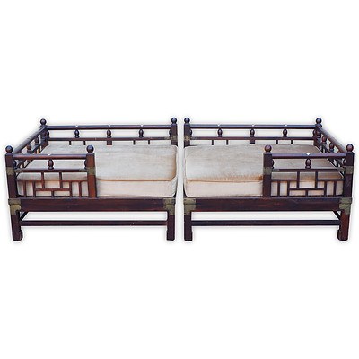 Korean Courtesan Day Bed with Brass Embellishments