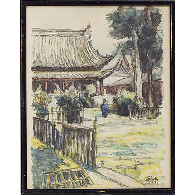 Two Early Watercolours of China Signed GH Gonday and Dated 1937 and 1940