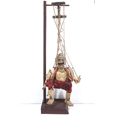 Old Burmese Marionette Puppet with Display Stand