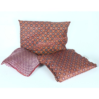 Beaded Kaftan and Three Eastern Silk Cushions