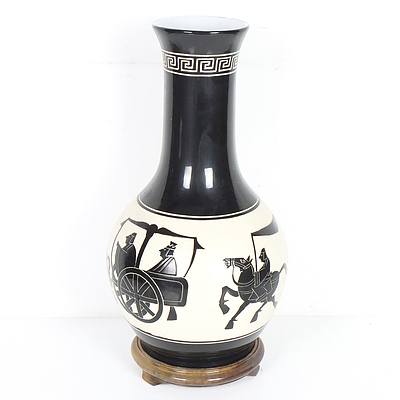 Large Taiwanese Glazed and Sgraffito Vase
