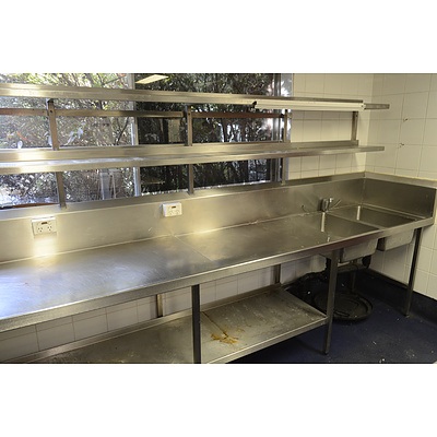 Commercial Stainless Steel Island Bench with Dual Sinks