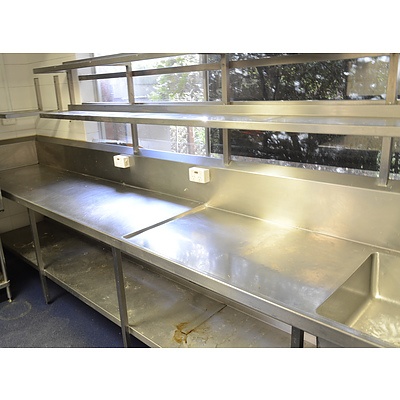 Commercial Stainless Steel Island Bench with Dual Sinks