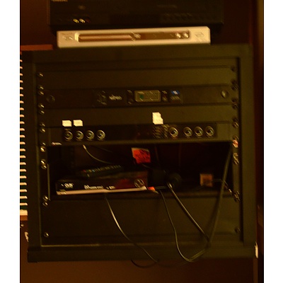 Wall Mounted AV Rack with Audio Visual Components