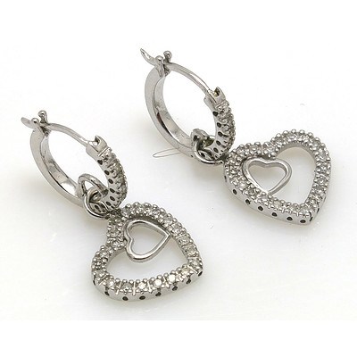 10ct White Gold Heart Earrings