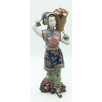 Chinese "Mud Man" Figure of Flower Seller