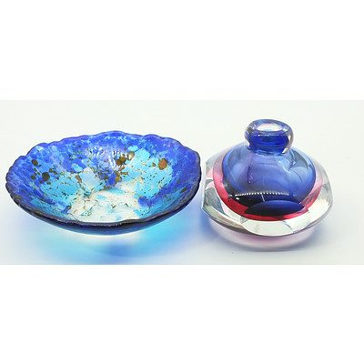 Art Glass Plate and Scent Bottle