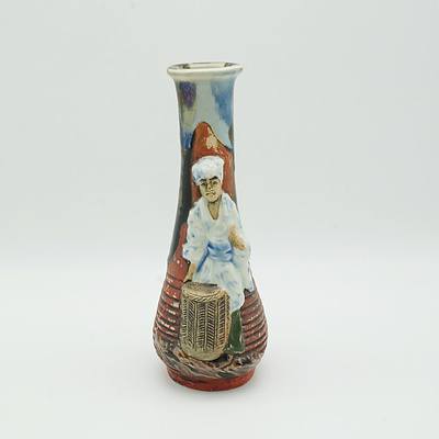 Japanese Sumidu Gawa Glazed Ceramic Vase Early 20th Century