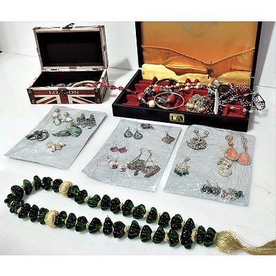Collection of Costume Jewellery with Two Jewellery Boxes